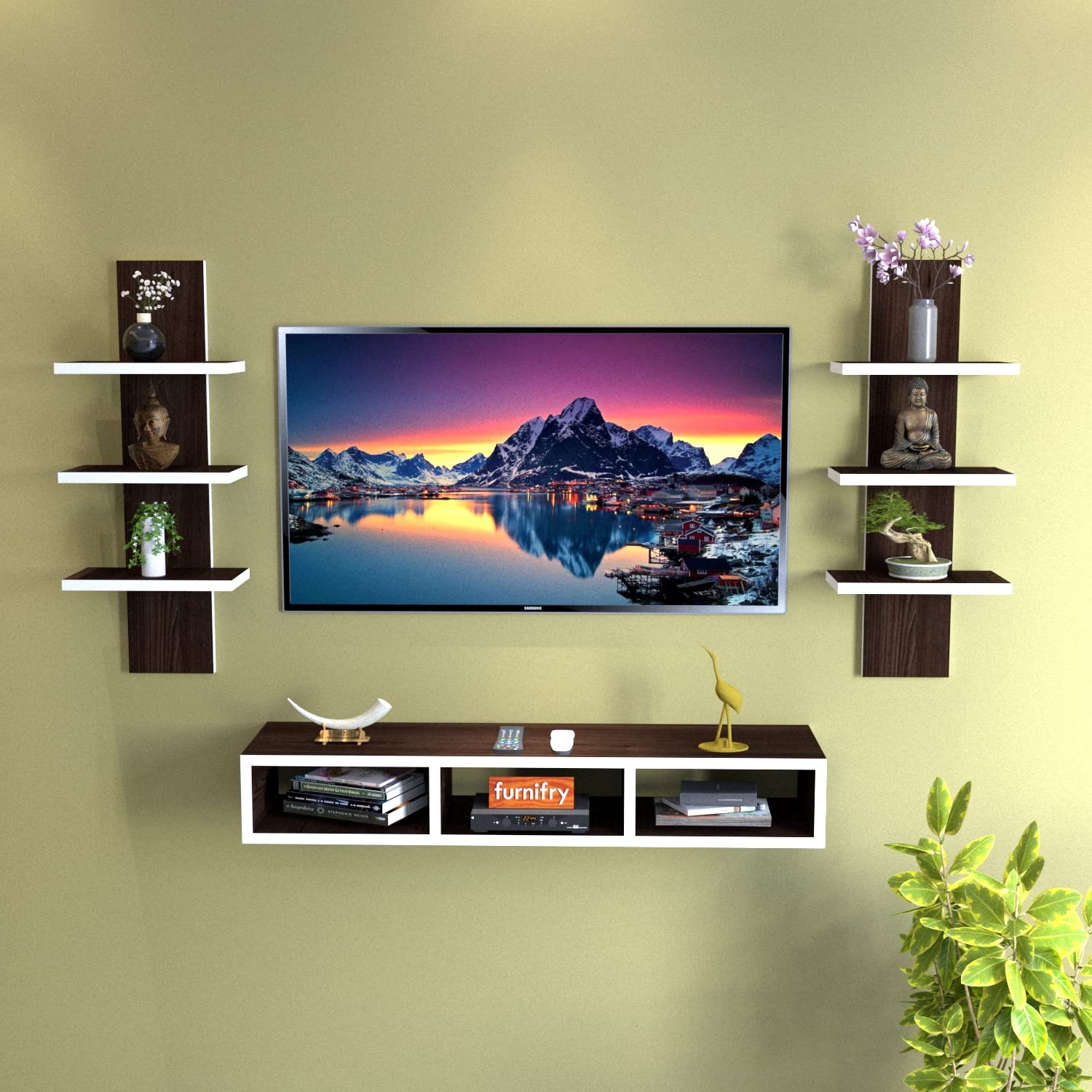 Furnifry Wooden TV Entertainment Unit/TV Cabinet for Wall/Wall Set